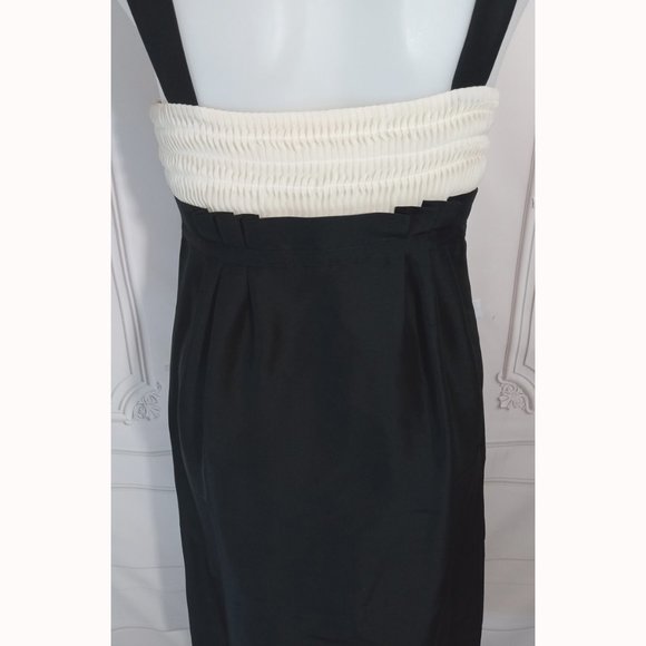 Diane Von Furstenberg Celardo Silk Dress Tuxedo Style Black Ivory Pockets Sz 4 - Picture 4 of 7
